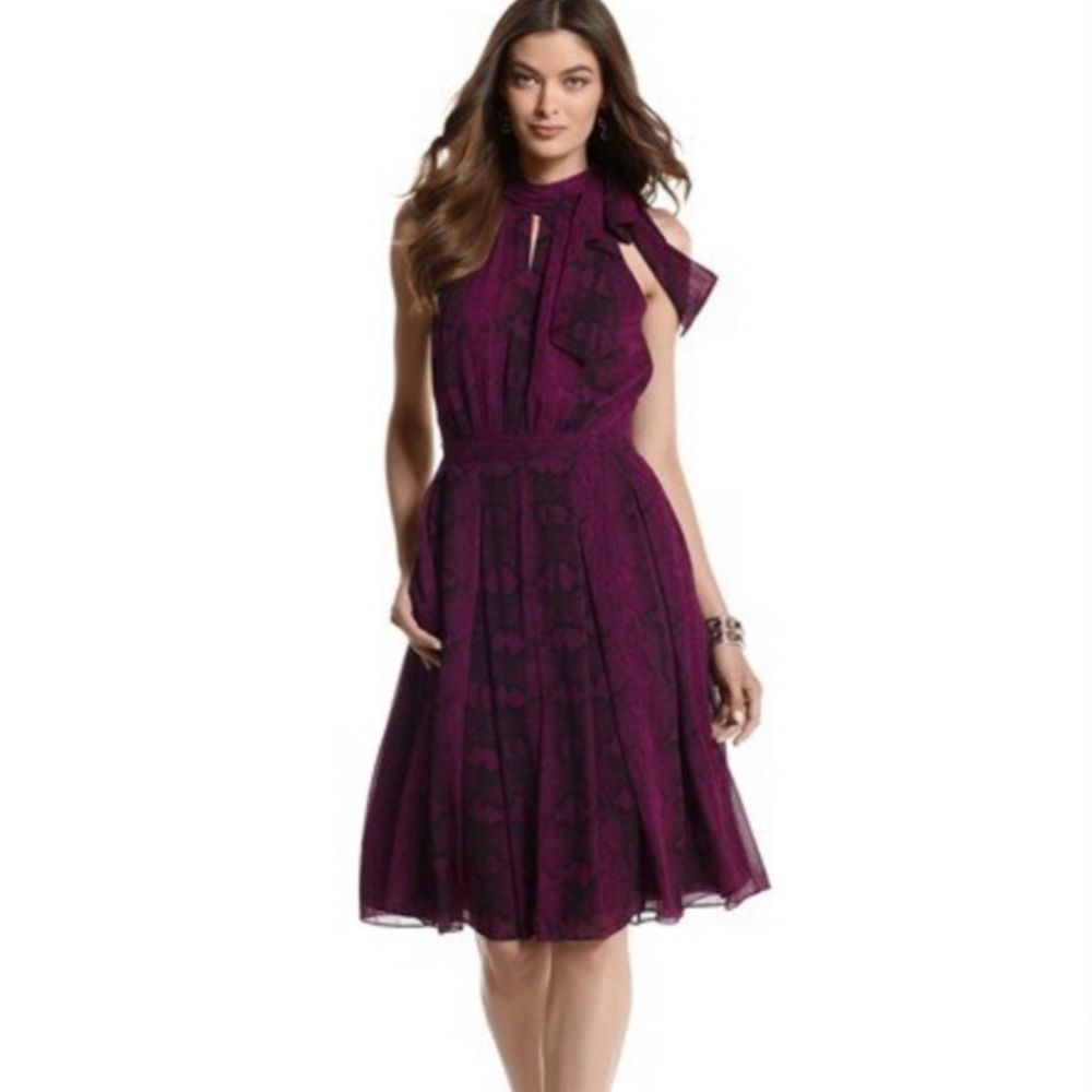 White House Black Market Pleated Snake Print Dress